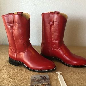 Justin red leather roper cowboy boots women’s size 4.5 D style 3035 y USA